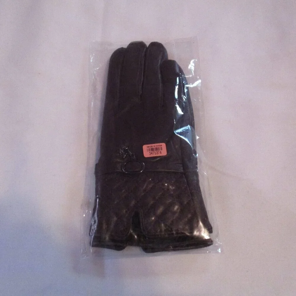 Touchscreen Gloves Leather Quilted Pattern Maroon